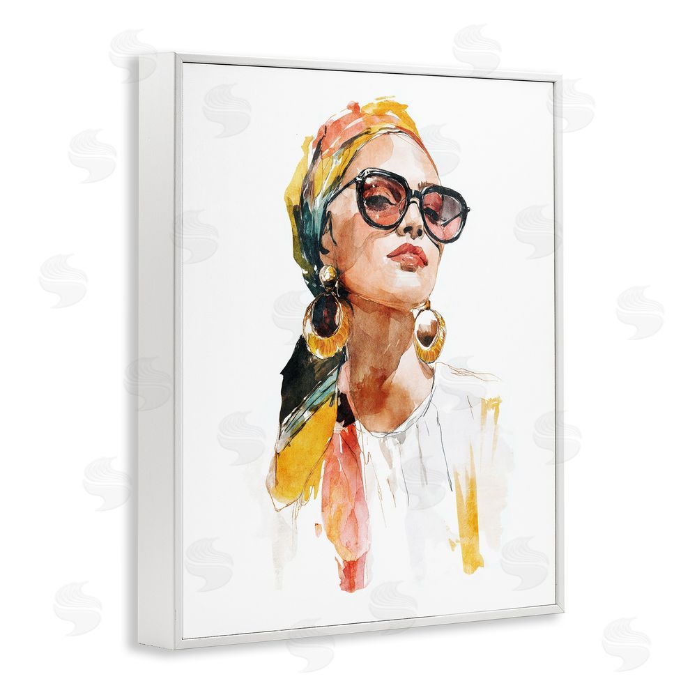 Svetlana Aleynikova Stylish Woman with Headwrap White Framed Giclee Wall Art Print