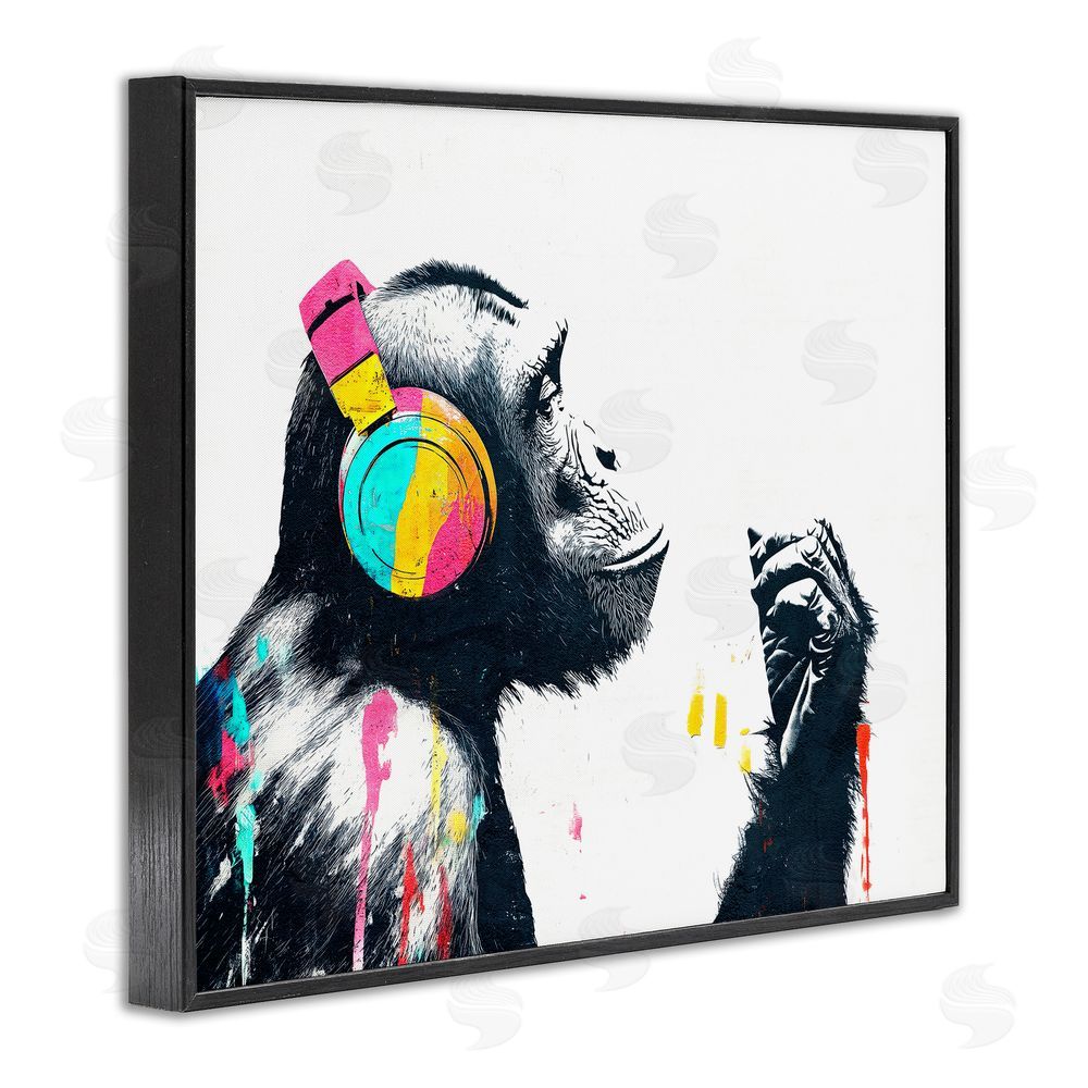 Svetlana Aleynikova Ape On Air Headphones Black Framed Giclee Wall Art Print