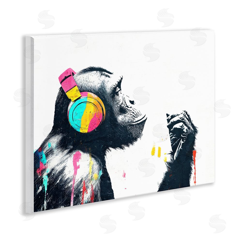 Svetlana Aleynikova Ape On Air Headphones Wall Plaque Art Print