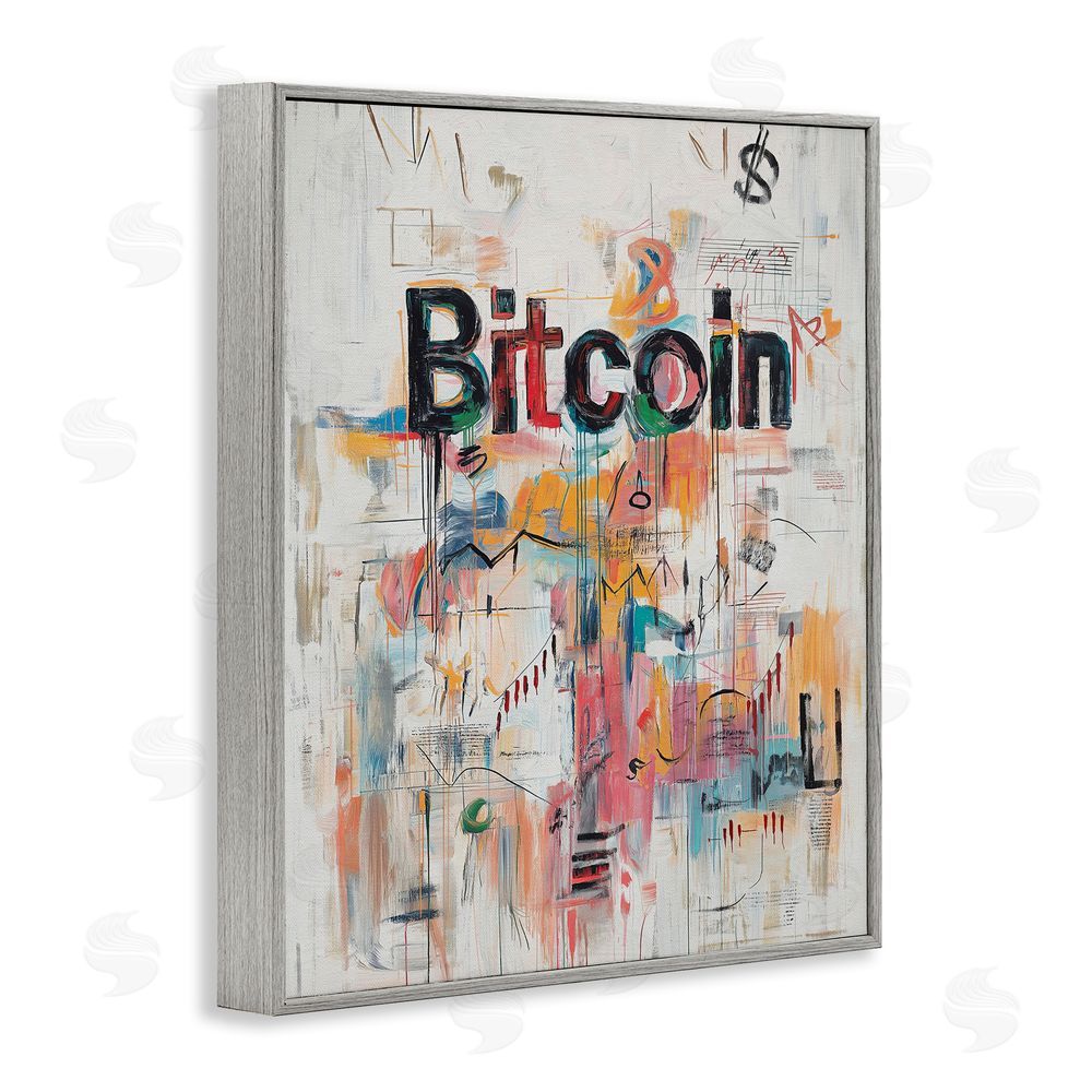 Svetlana Aleynikova Digital Currency Abstract Collage Gray Framed Giclee Wall Art Print