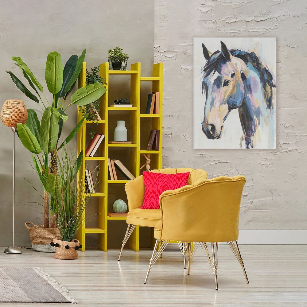 Svetlana Aleynikova Chromatic Stallion Abstraction Stretched Canvas Wall Art in Room