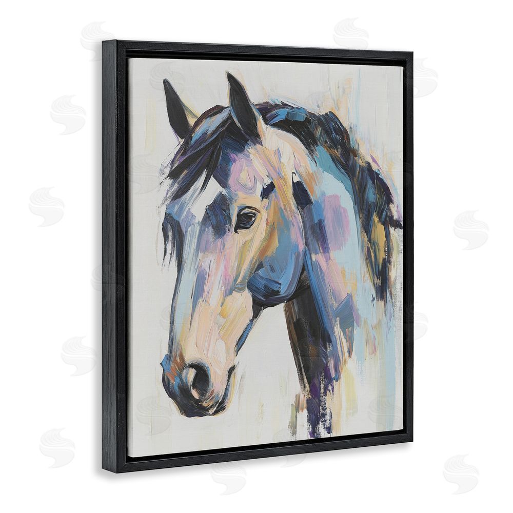 Svetlana Aleynikova Chromatic Stallion Abstraction Black Floating Frame Canvas Wall Art Print