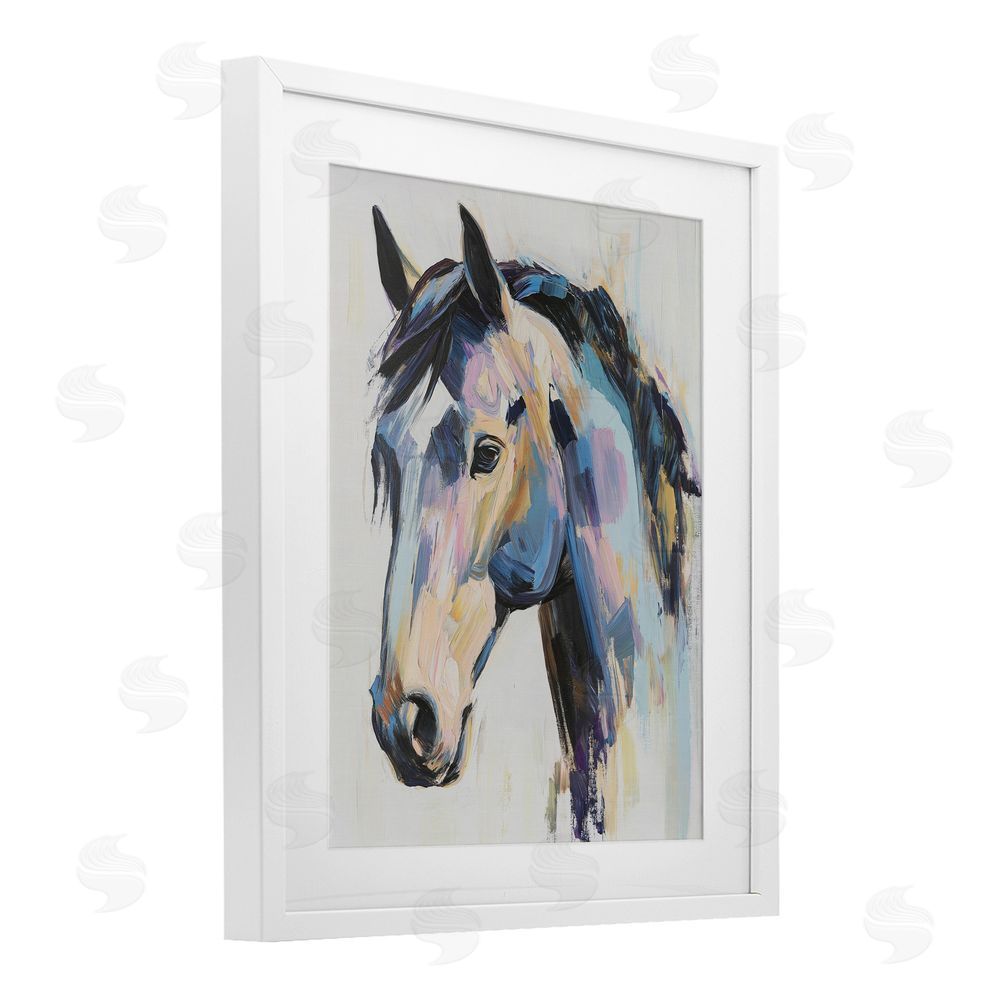 Svetlana Aleynikova Chromatic Stallion Abstraction White Framed Print Under Glass Wall Art