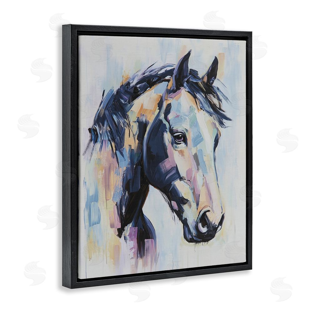 Svetlana Aleynikova Vivid Equine Portrait Black Floating Frame Canvas Wall Art Print