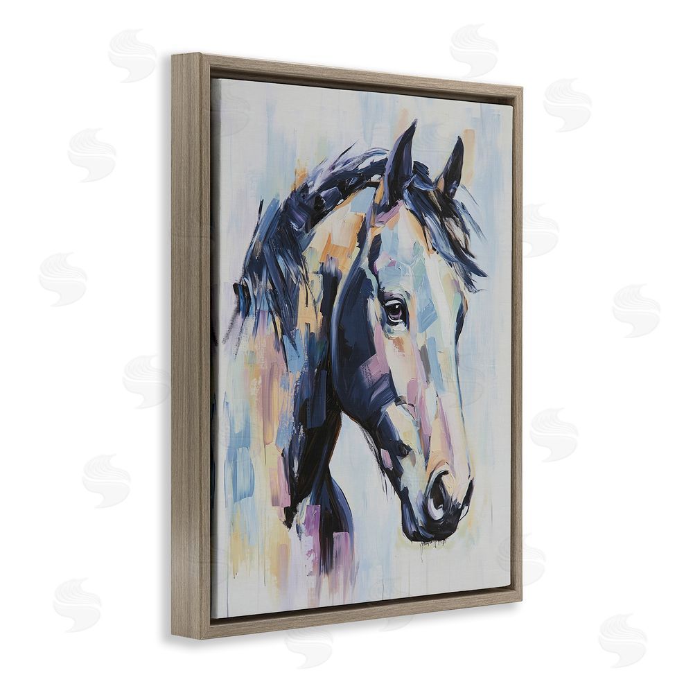 Svetlana Aleynikova Vivid Equine Portrait Brown Floating Frame Canvas Wall Art Print