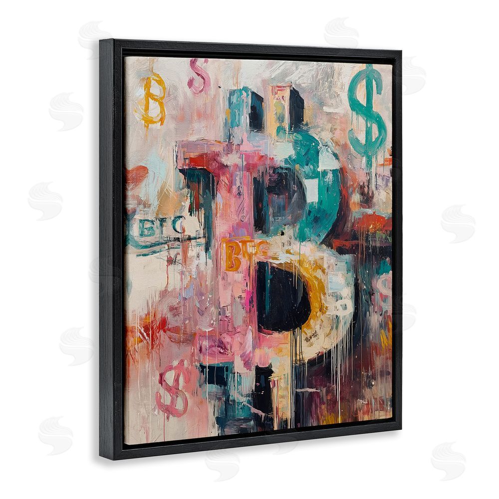 Svetlana Aleynikova Street Style Crypto Symbol Black Floating Frame Canvas Wall Art Print