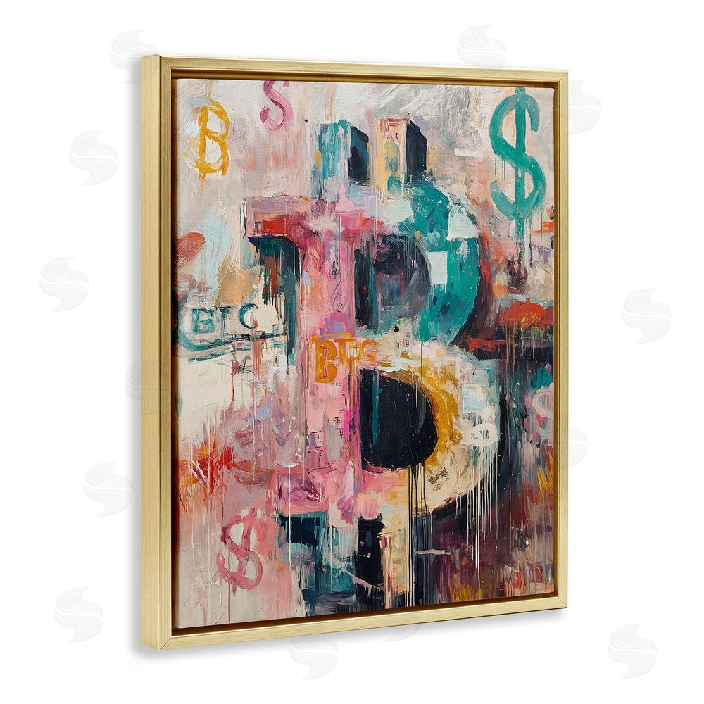 Svetlana Aleynikova Street Style Crypto Symbol Gold Floating Frame Canvas Wall Art Print