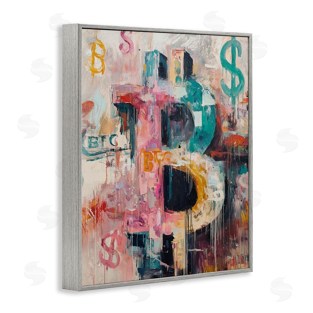 Svetlana Aleynikova Street Style Crypto Symbol Gray Framed Giclee Wall Art Print