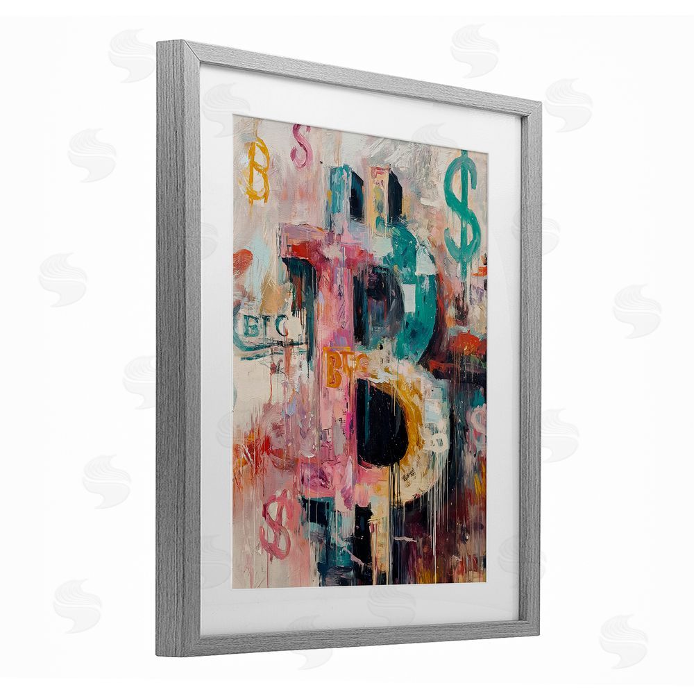 Svetlana Aleynikova Street Style Crypto Symbol Gray Framed Print Under Glass Wall Art