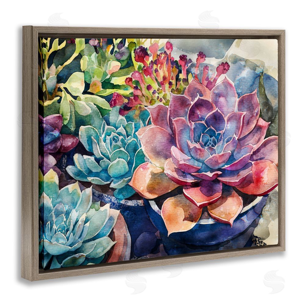 Svetlana Aleynikova Sun Kissed Succulents Brown Floating Frame Canvas Wall Art Print