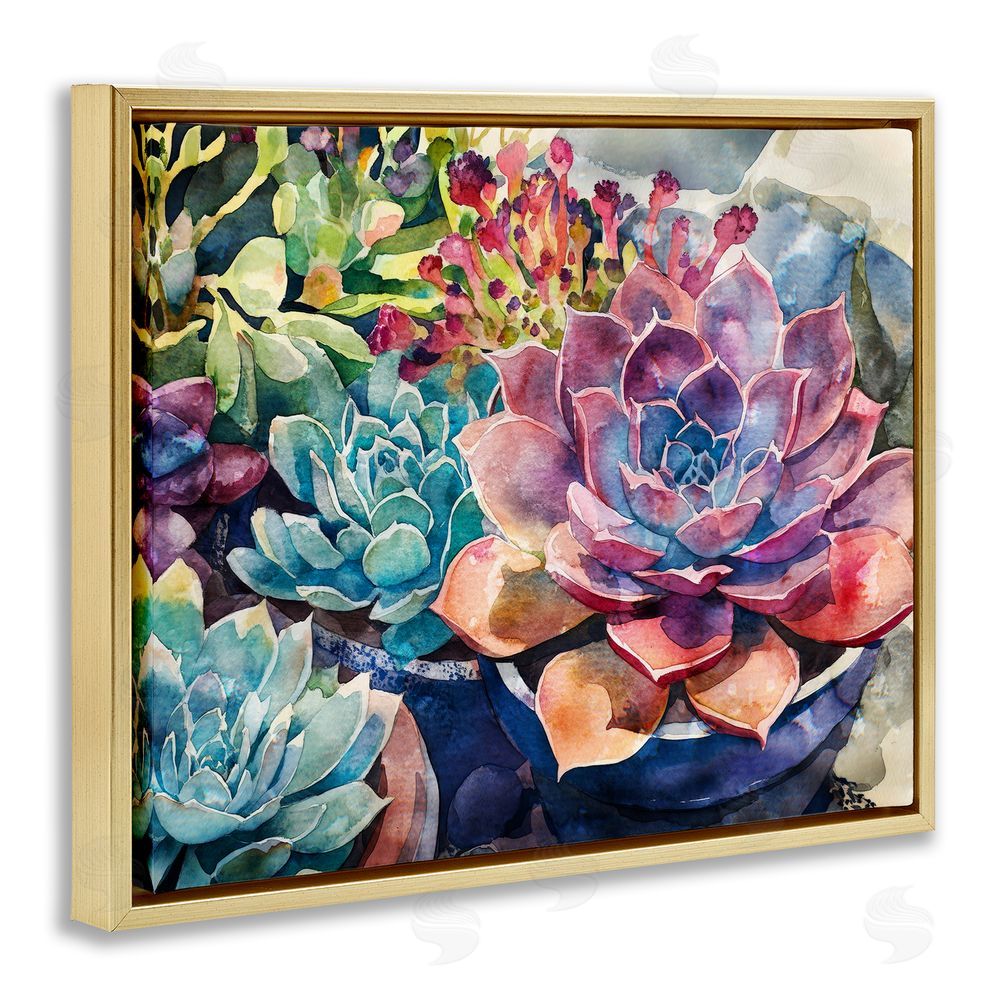 Svetlana Aleynikova Sun Kissed Succulents Gold Floating Frame Canvas Wall Art Print