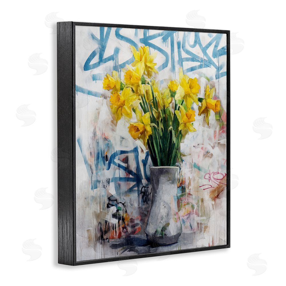 Svetlana Aleynikova Color Clash Daffodils & Graffiti Black Framed Giclee Wall Art Print