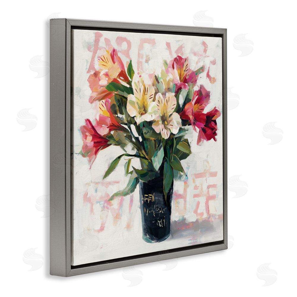 Svetlana Aleynikova Street Style Harmony Bouquet Gray Floating Frame Canvas Wall Art Print