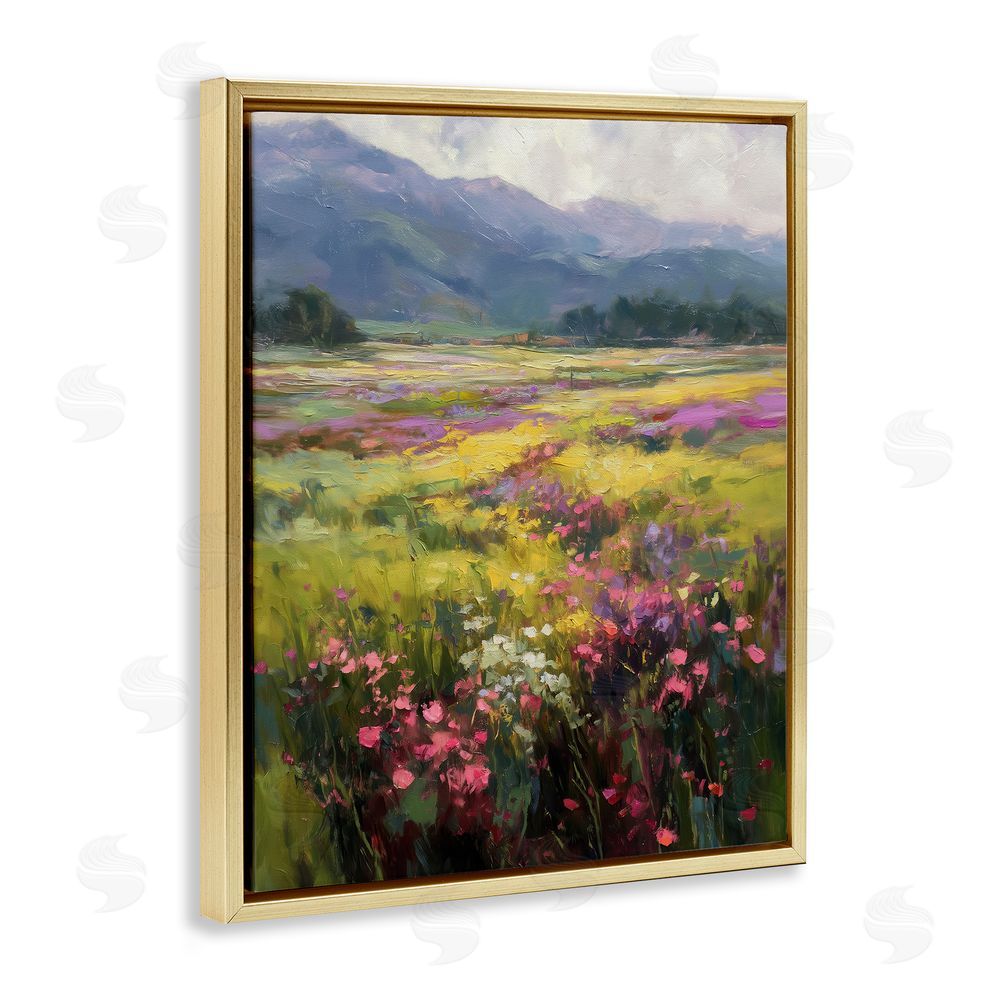 Svetlana Aleynikova Vast Horizon Of Flowers Gold Floating Frame Canvas Wall Art Print