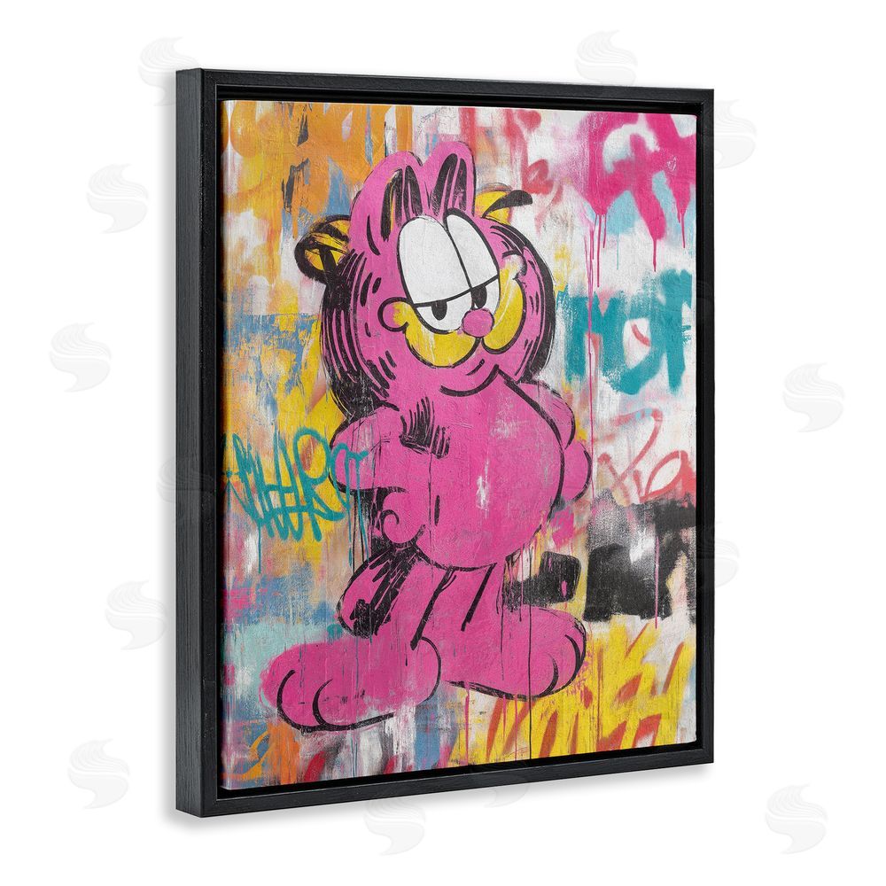 Svetlana Aleynikova Lazy Cat In City Modern Urban Black Floating Frame Canvas Wall Art Print