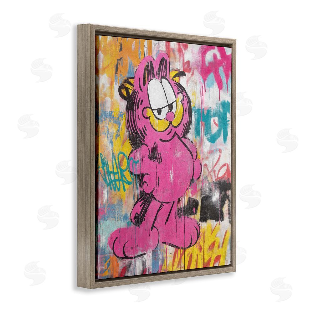 Svetlana Aleynikova Lazy Cat In City Modern Urban Brown Floating Frame Canvas Wall Art Print