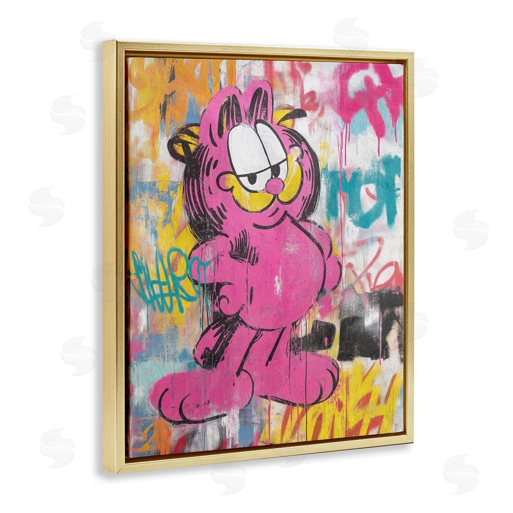 Svetlana Aleynikova Lazy Cat In City Modern Urban Gold Floating Frame Canvas Wall Art Print