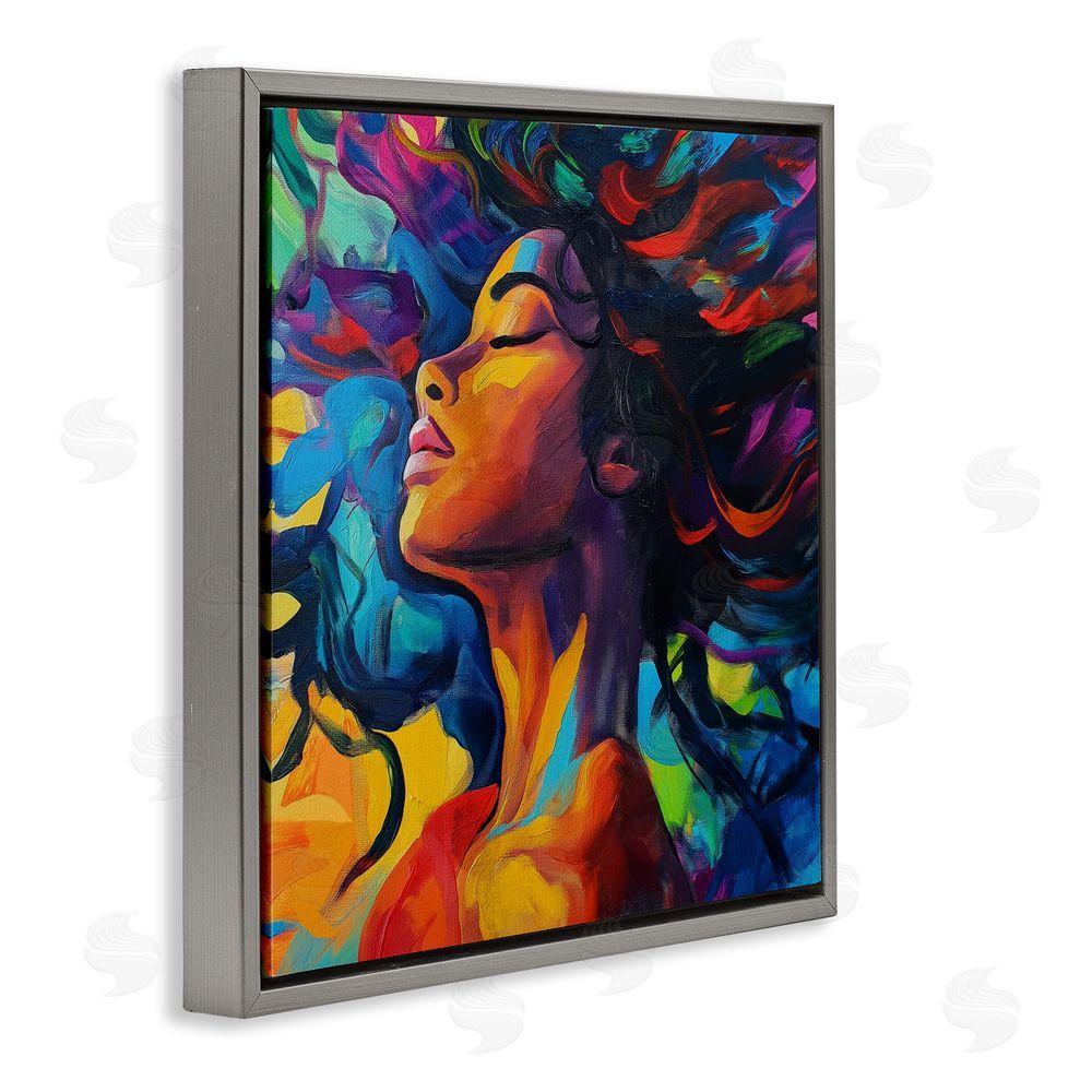 Svetlana Aleynikova Radiant Flow Woman Gray Floating Frame Canvas Wall Art Print