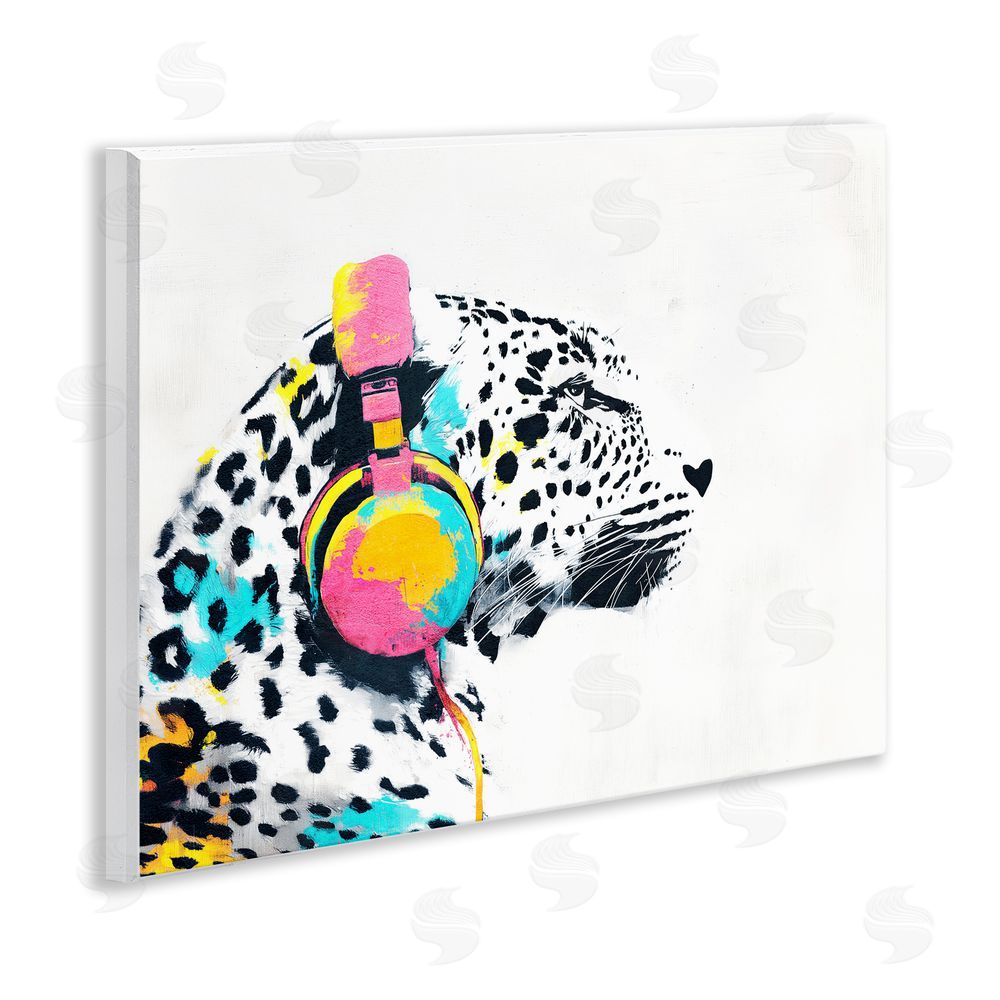 Svetlana Aleynikova Leopard On Air Headphones Wall Plaque Art Print