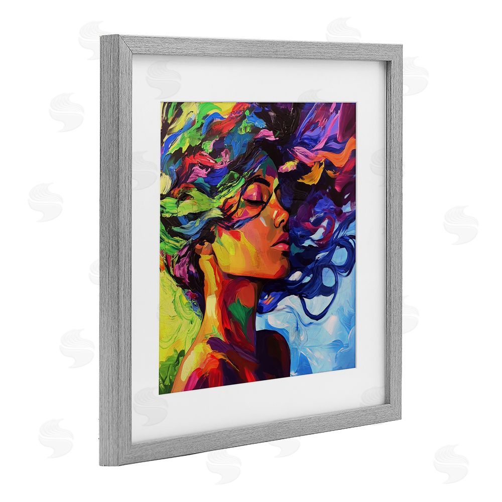 Svetlana Aleynikova Flowing Whirlwind Of Colors Gray Framed Print Under Glass Wall Art
