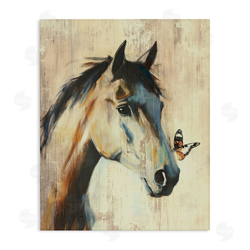 Svetlana Aleynikova Tiny Magic Horse & Butterfly Stretched Canvas Wall Art Print
