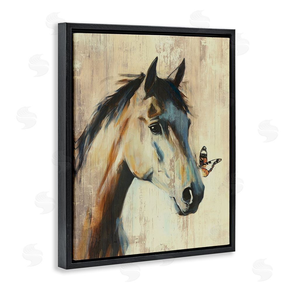 Svetlana Aleynikova Tiny Magic Horse & Butterfly Black Floating Frame Canvas Wall Art Print