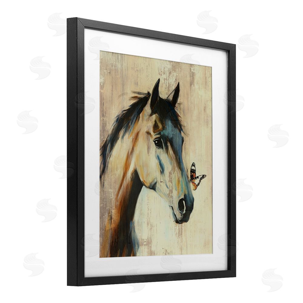 Svetlana Aleynikova Tiny Magic Horse & Butterfly Black Framed Print Under Glass Wall Art