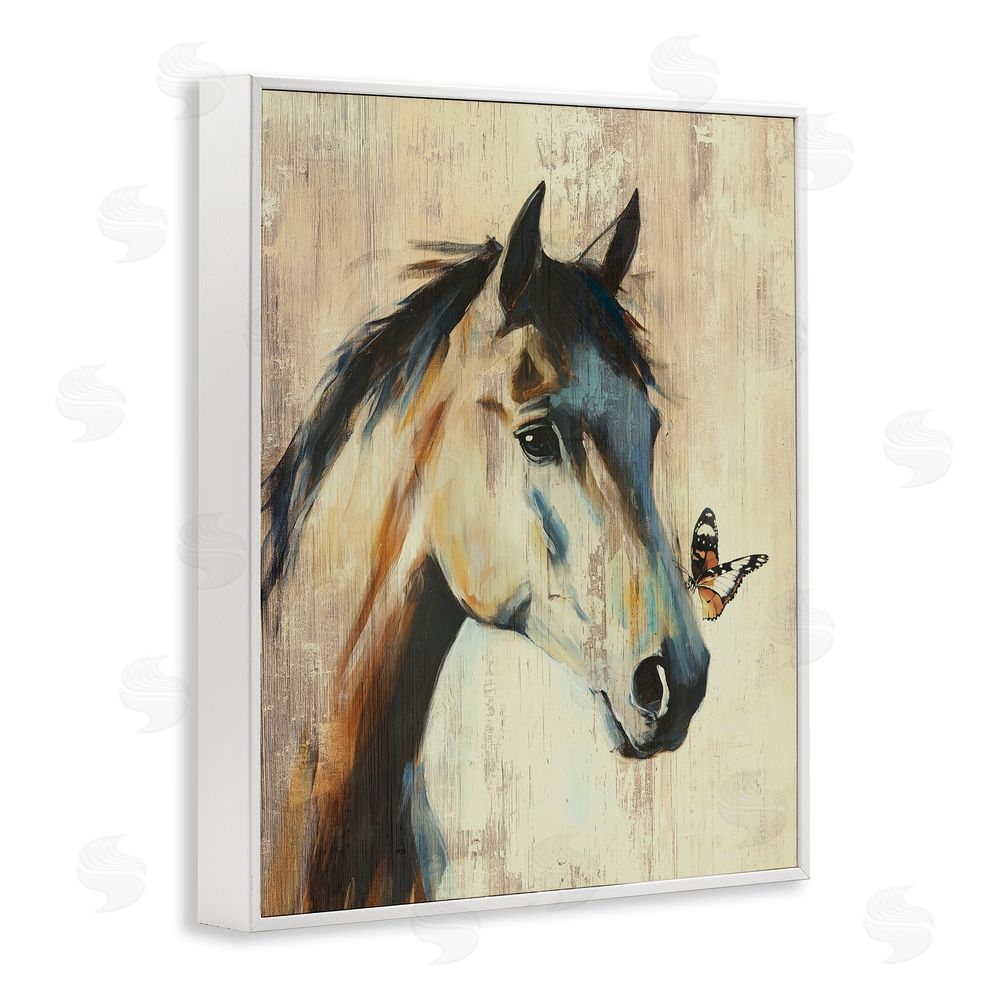 Svetlana Aleynikova Tiny Magic Horse & Butterfly White Framed Giclee Wall Art Print