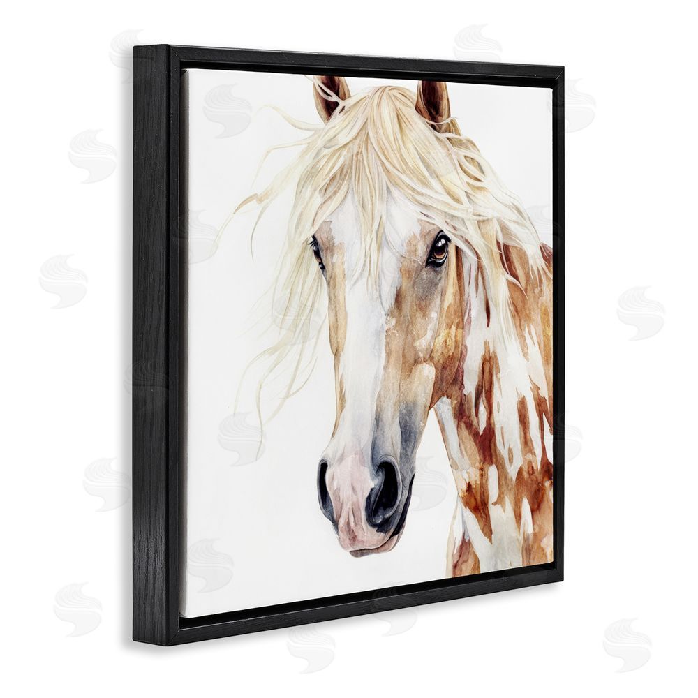 Svetlana Aleynikova Majestic Mane Spotted Horse Black Floating Frame Canvas Wall Art Print
