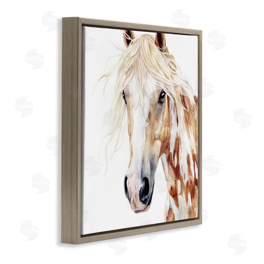 Svetlana Aleynikova Majestic Mane Spotted Horse Brown Floating Frame Canvas Wall Art Print