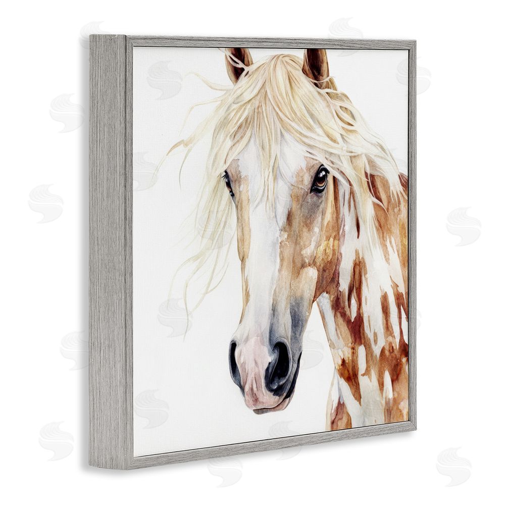 Svetlana Aleynikova Majestic Mane Spotted Horse Gray Framed Giclee Wall Art Print
