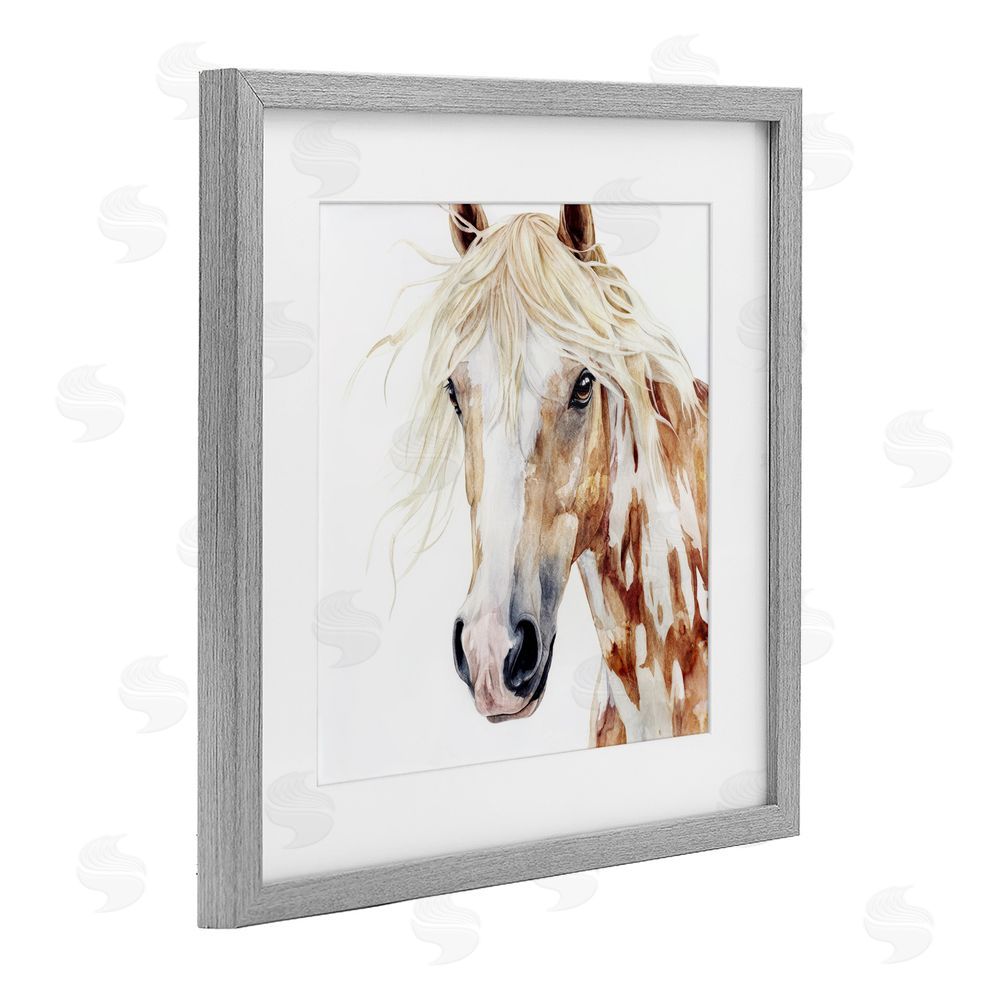 Svetlana Aleynikova Majestic Mane Spotted Horse Gray Framed Print Under Glass Wall Art