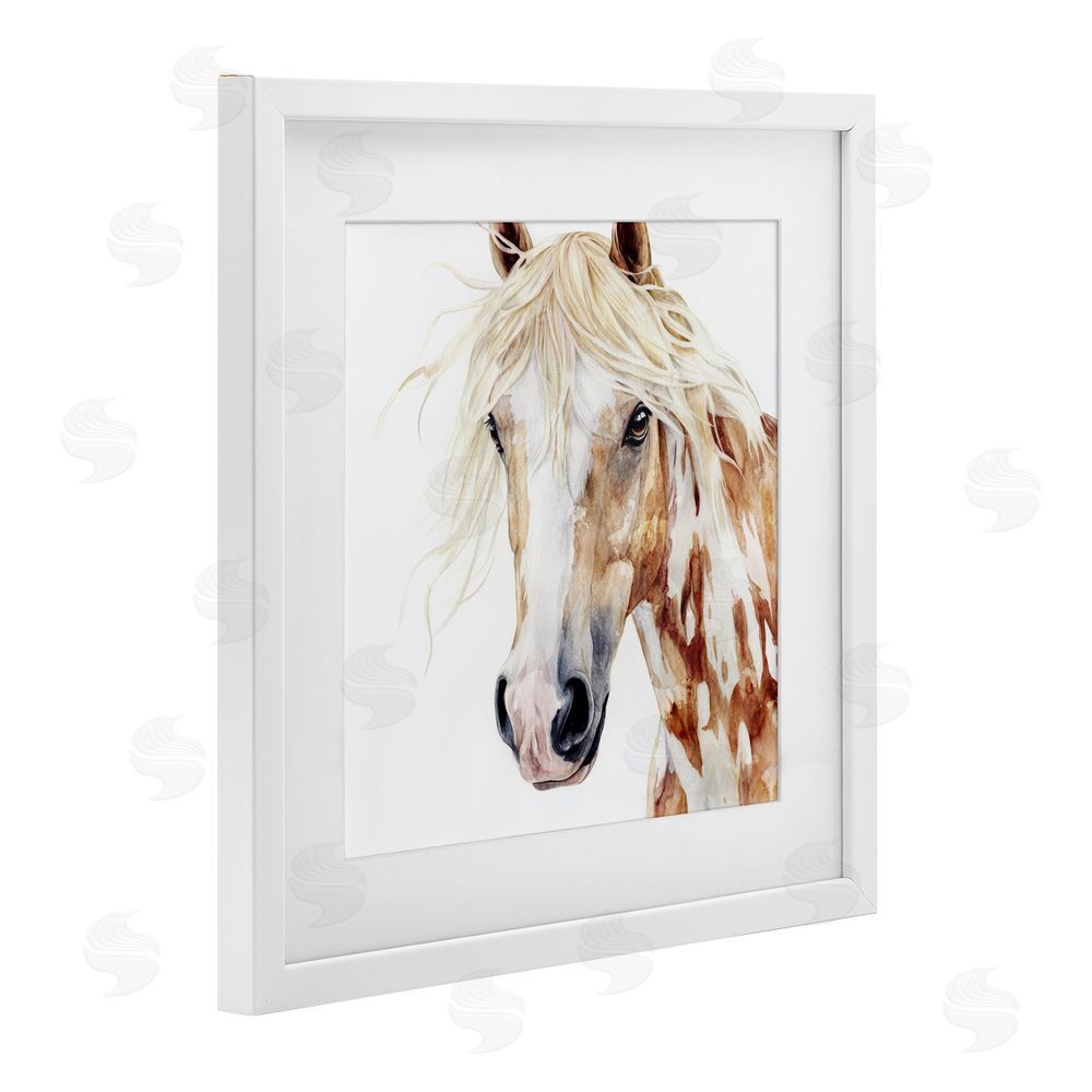 Svetlana Aleynikova Majestic Mane Spotted Horse White Framed Print Under Glass Wall Art