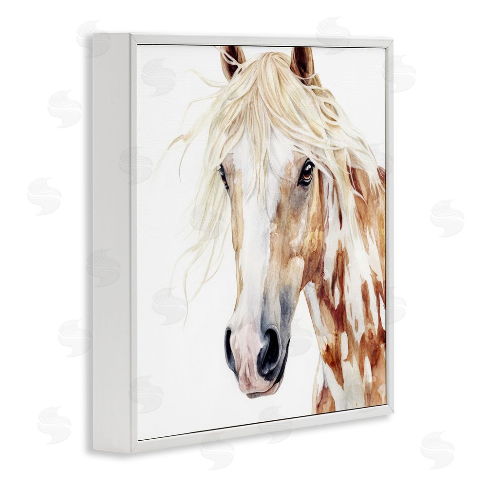 Svetlana Aleynikova Majestic Mane Spotted Horse White Framed Giclee Wall Art Print