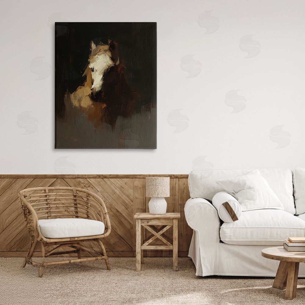 Svetlana Aleynikova Abstract Rider Horse Illusion Stretched Canvas Wall Art in Room