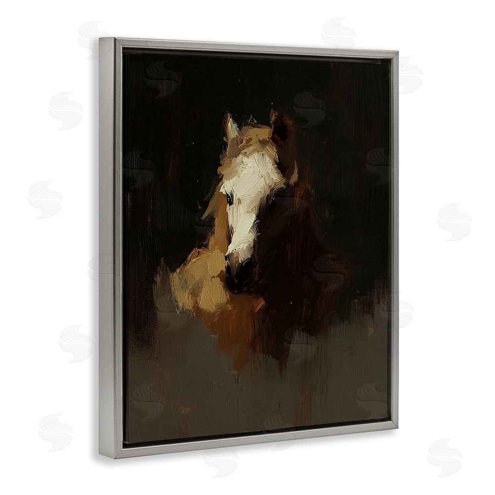 Svetlana Aleynikova Abstract Rider Horse Illusion Gray Floating Frame Canvas Wall Art Print