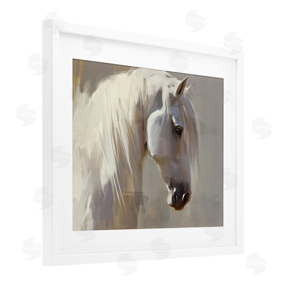 Svetlana Aleynikova White Moon Horse White Framed Print Under Glass Wall Art