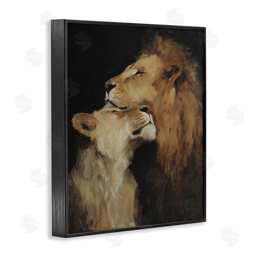 Svetlana Aleynikova Regal Pair of Lions Black Framed Giclee Wall Art Print