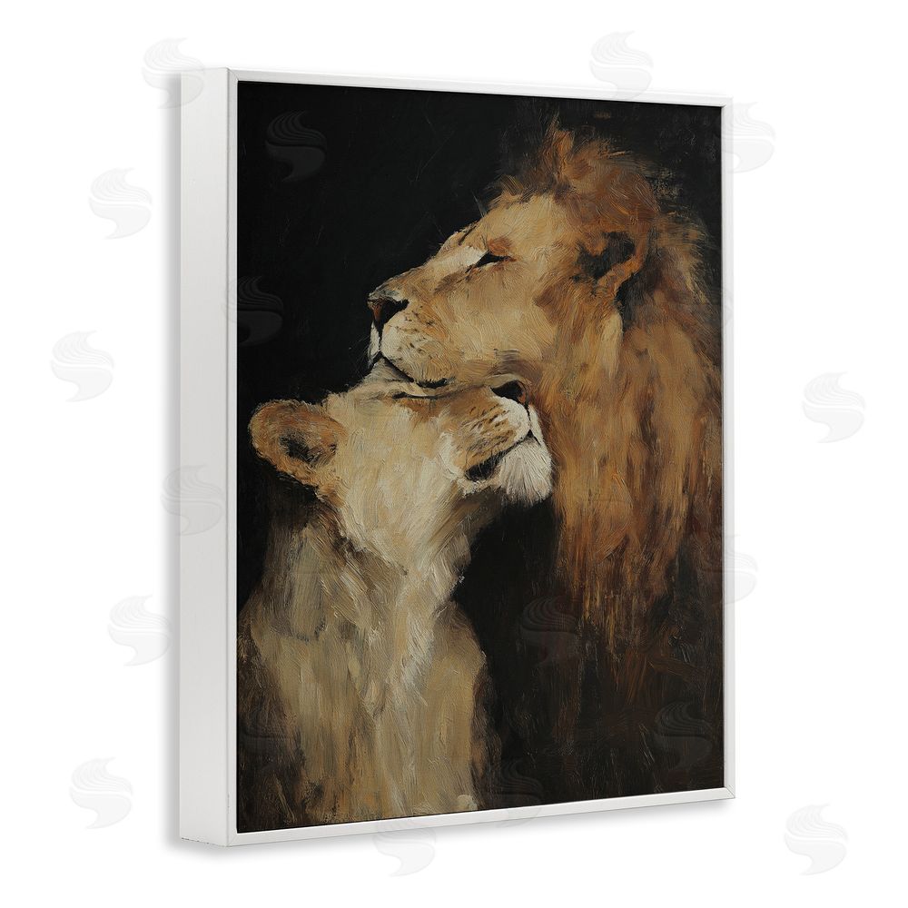 Svetlana Aleynikova Regal Pair of Lions White Framed Giclee Wall Art Print