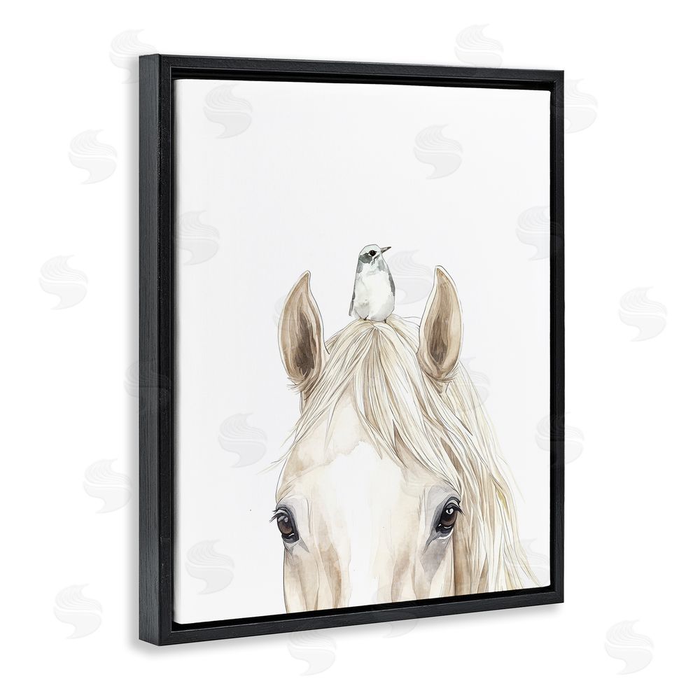 Svetlana Aleynikova Unexpected Guest Animals Black Floating Frame Canvas Wall Art Print