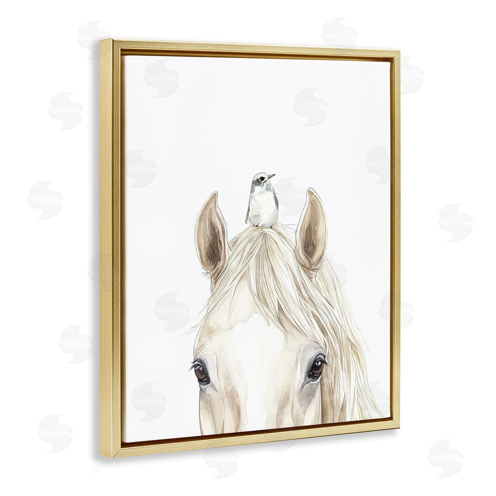 Svetlana Aleynikova Unexpected Guest Animals Gold Floating Frame Canvas Wall Art Print