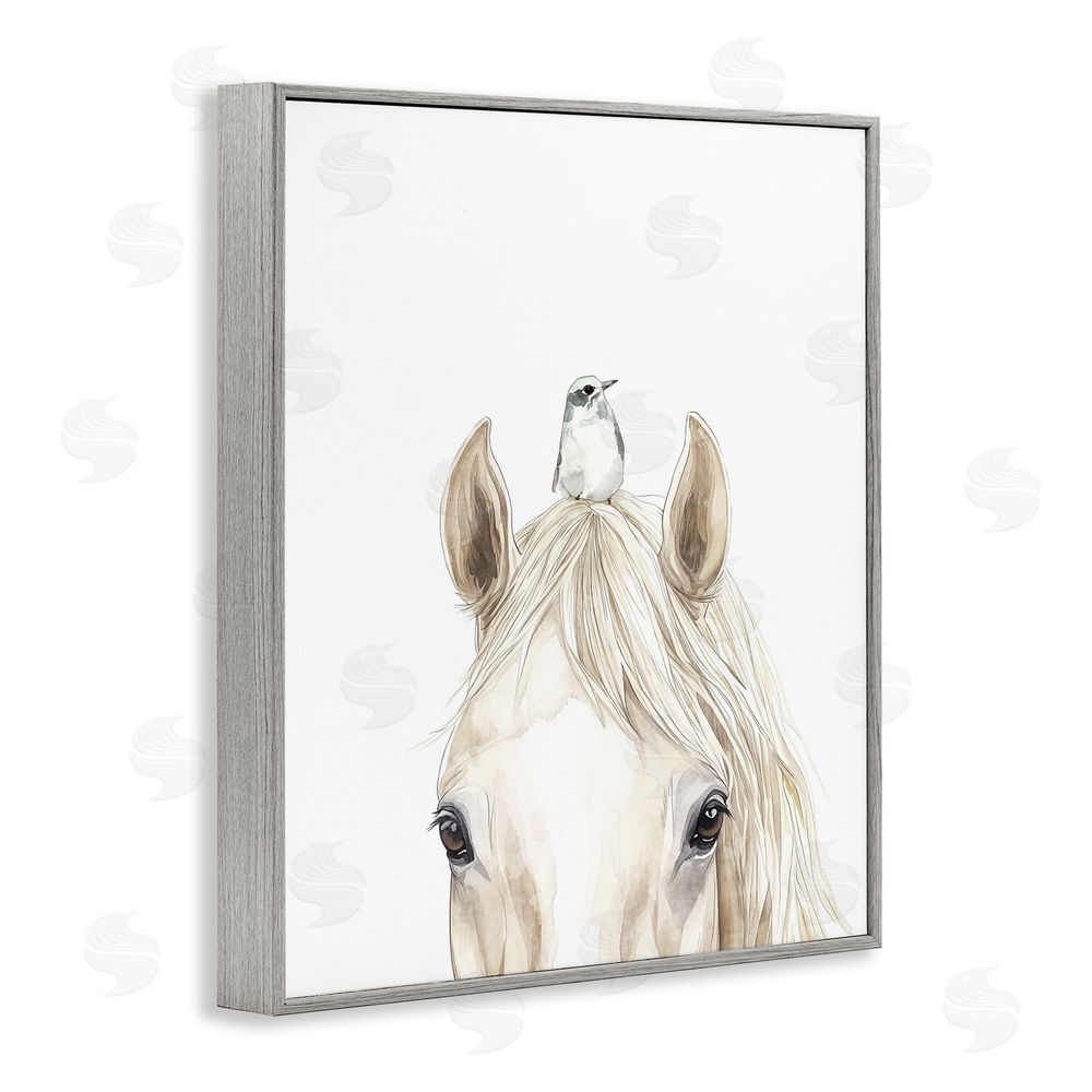 Svetlana Aleynikova Unexpected Guest Animals Gray Framed Giclee Wall Art Print