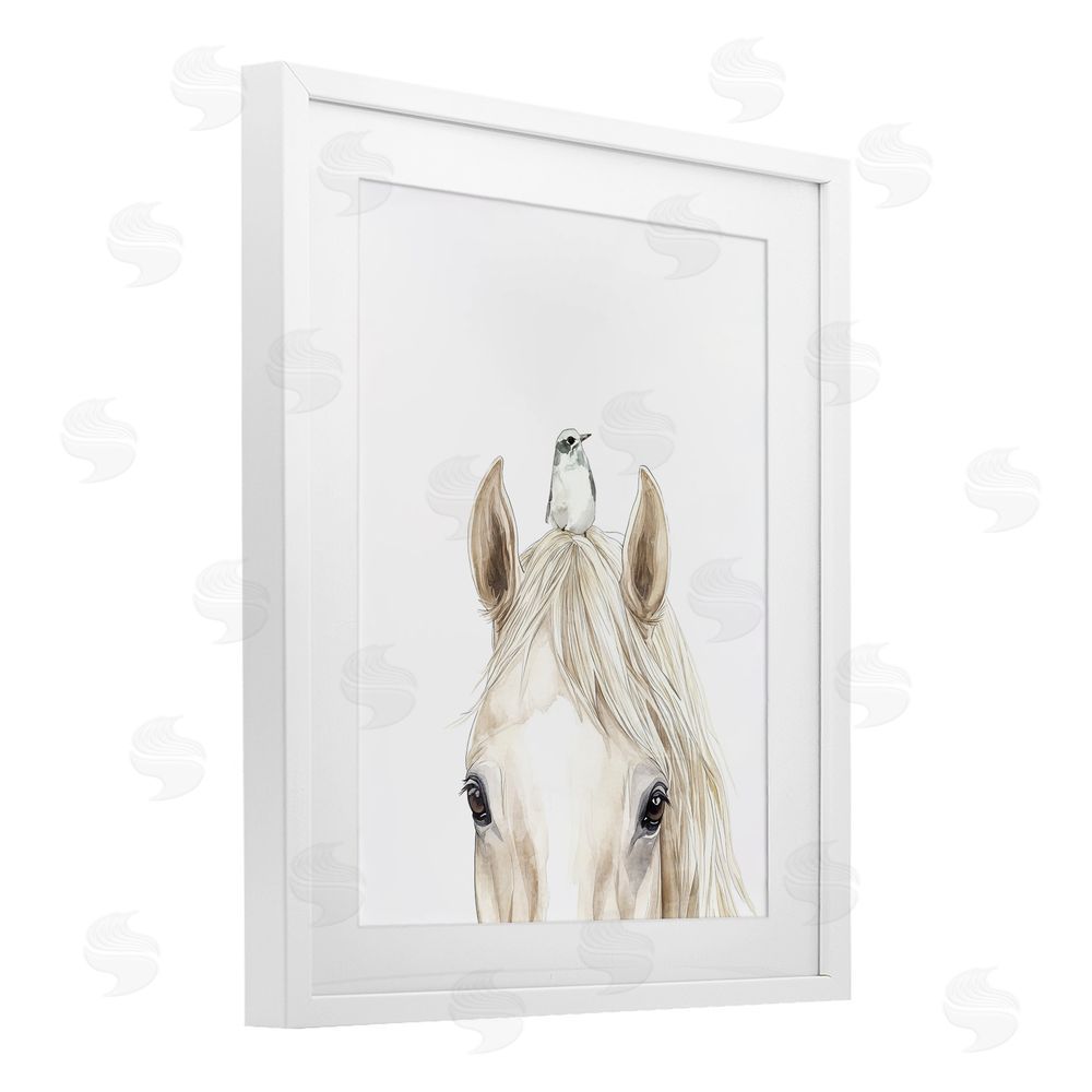Svetlana Aleynikova Unexpected Guest Animals White Framed Print Under Glass Wall Art