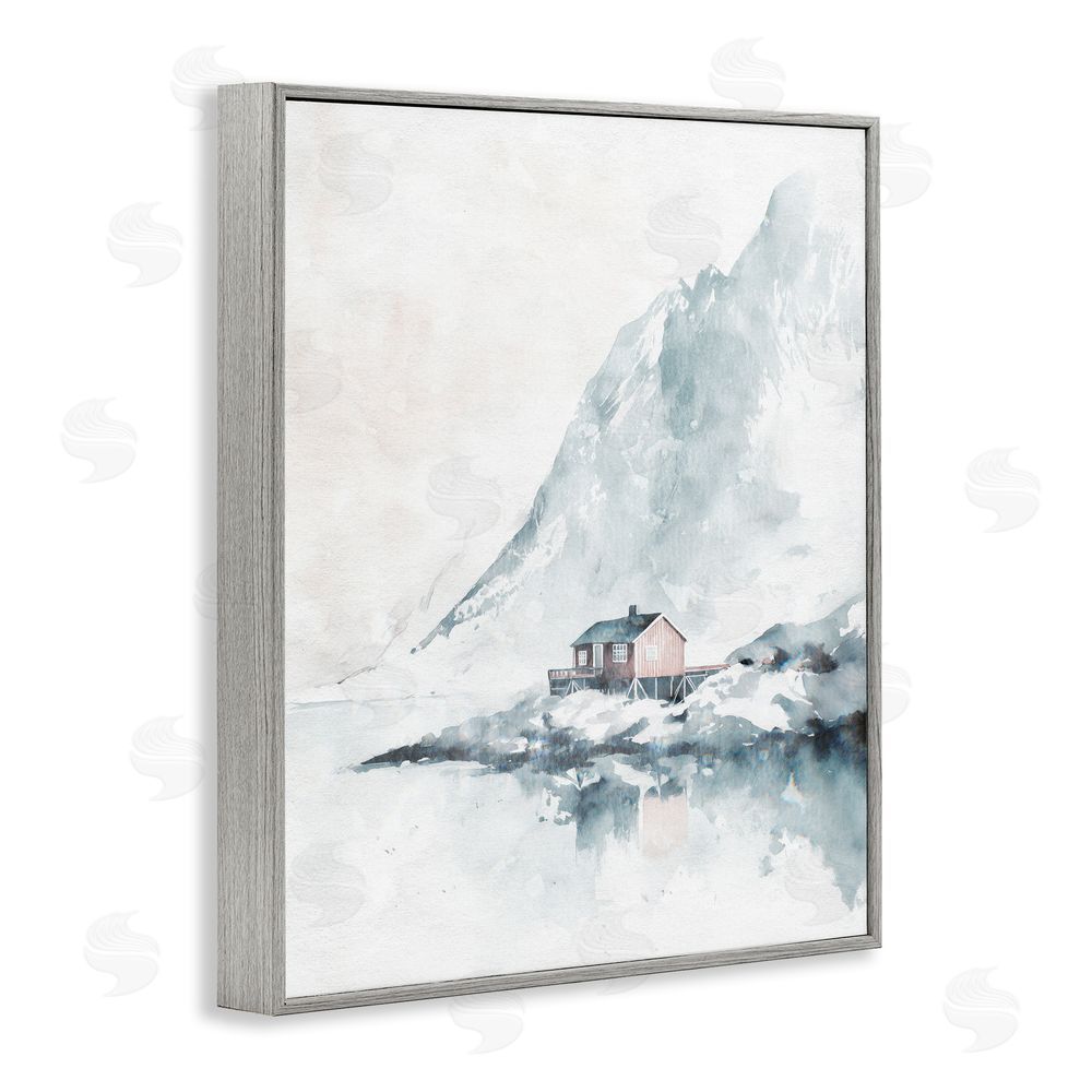 Svetlana Aleynikova Snow Shelter Watercolor Gray Framed Giclee Wall Art Print
