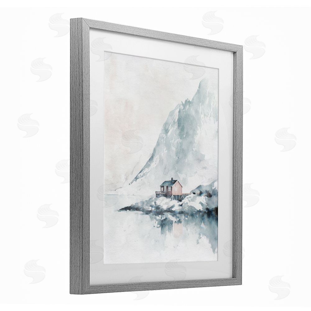 Svetlana Aleynikova Snow Shelter Watercolor Gray Framed Print Under Glass Wall Art