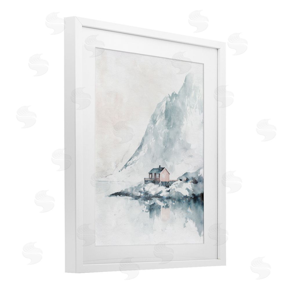 Svetlana Aleynikova Snow Shelter Watercolor White Framed Print Under Glass Wall Art
