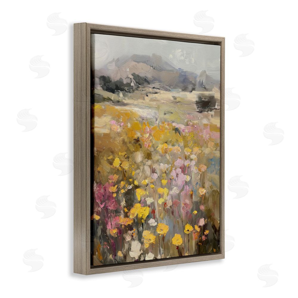 Svetlana Aleynikova Meadow's Heartbeat Abstraction Brown Floating Frame Canvas Wall Art Print