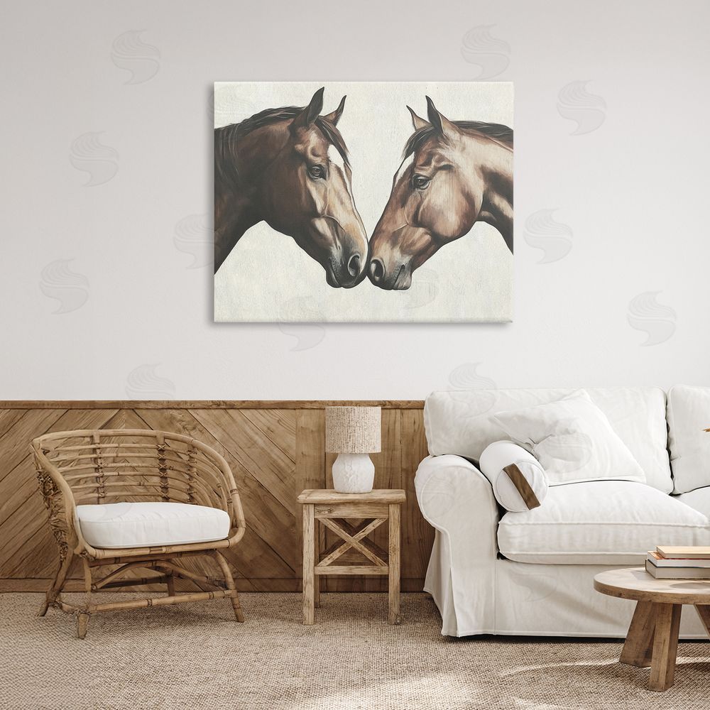 Svetlana Aleynikova Equine Companions Pair Stretched Canvas Wall Art Print in Room