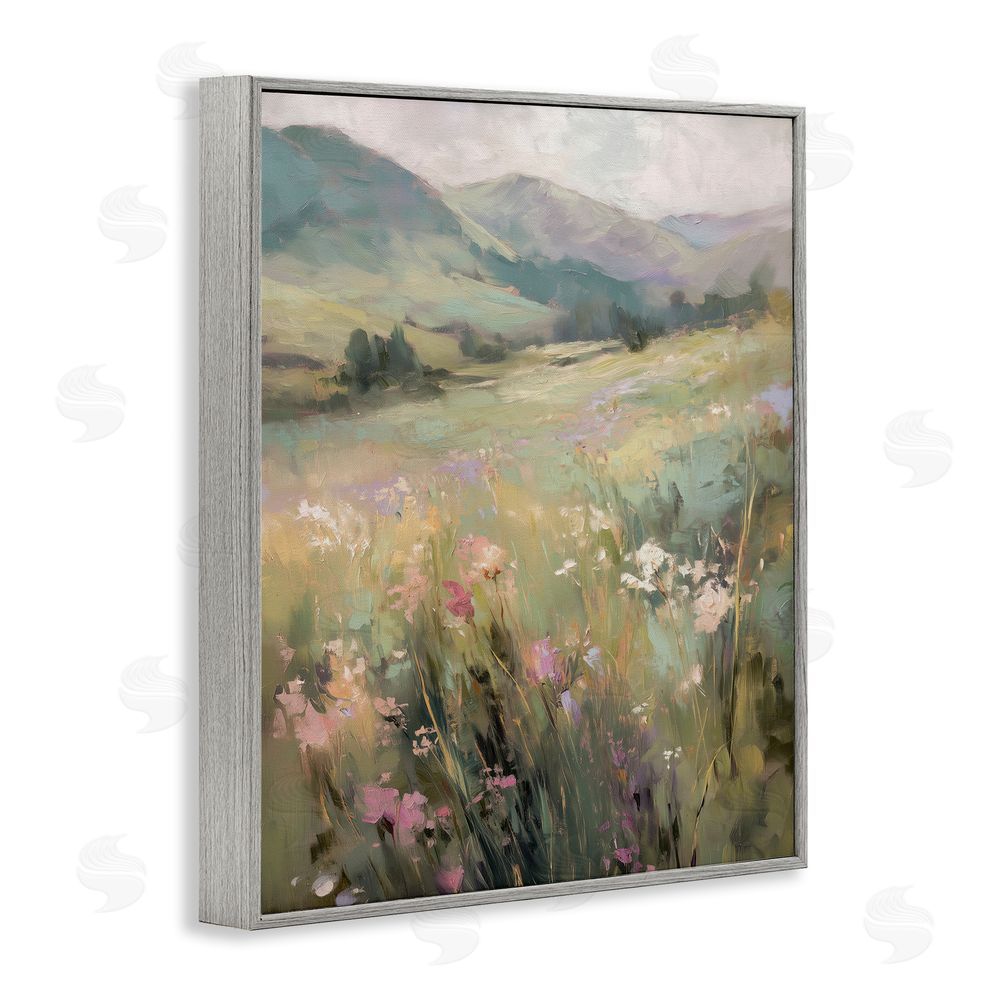 Svetlana Aleynikova Sunlit Meadows Landscape Gray Framed Giclee Wall Art Print