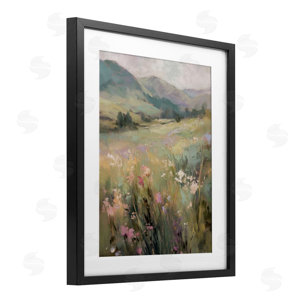 Svetlana Aleynikova Sunlit Meadows Landscape Black Framed Print Under Glass Wall Art